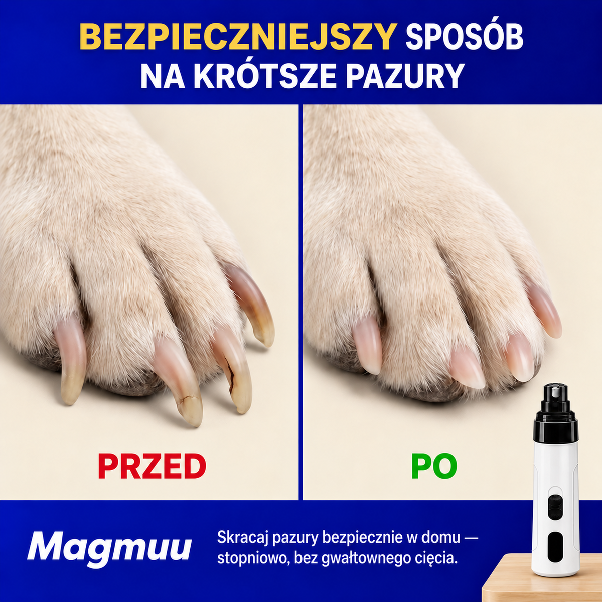 CichyPazur™ – bezstresowa szlifierka do pazurów
